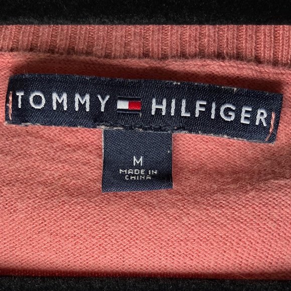 Tommy Hilfiger Pink Sweater With White Mock Button Up/Lightweight - Picture 3 of 5